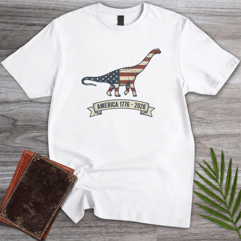 T-Shirt White / S American Flag Brachiosaurus Americas 250th T-Shirt