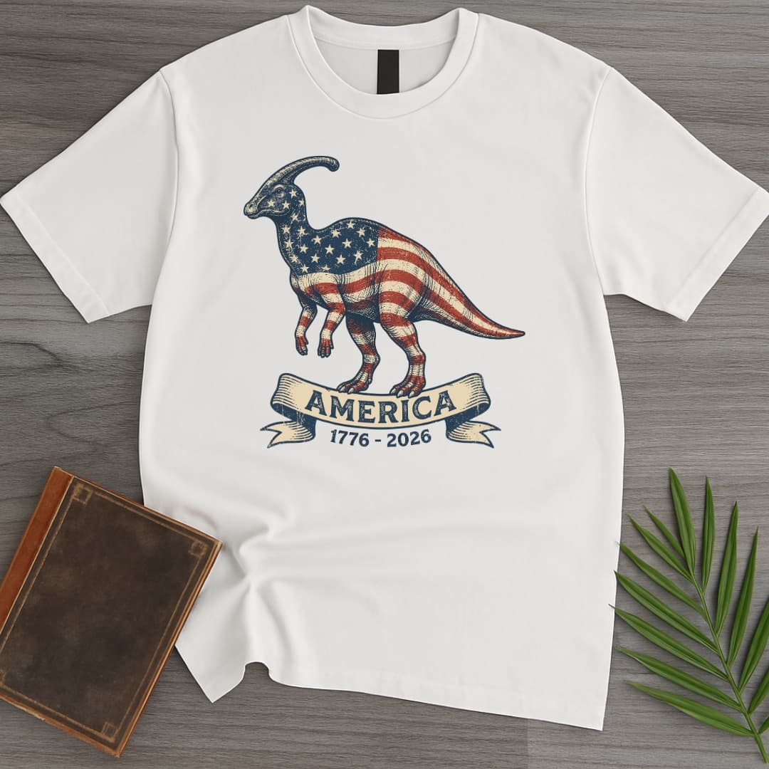 T-Shirt White / S Americas 250th Freedom Crest Parasaurolophus T-Shirt