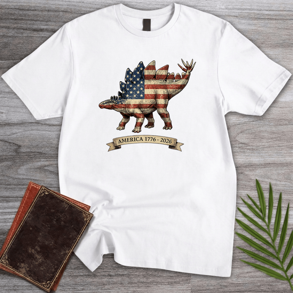 T-Shirt White / S Americas 250th Spangled Spiketail Stegosaurus T-Shirt