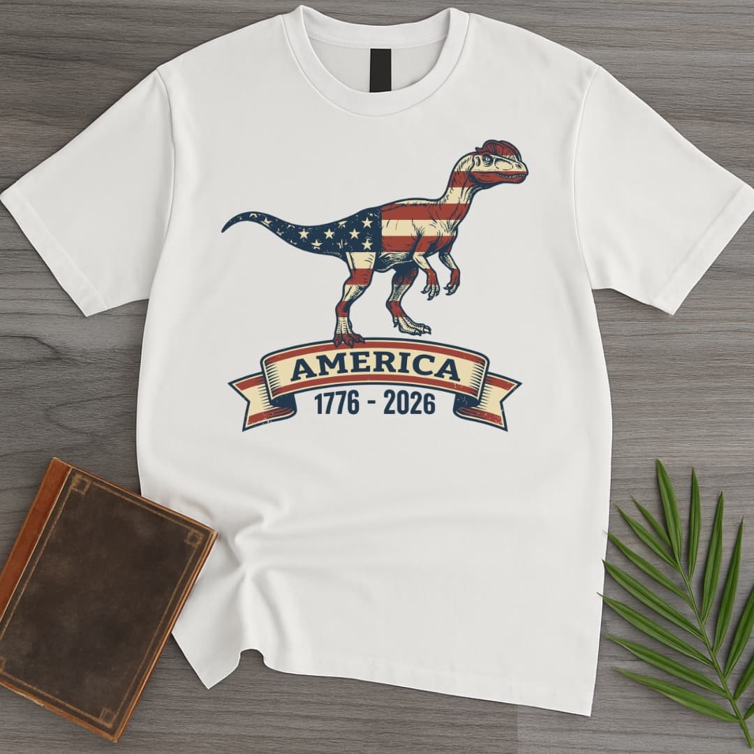 T-Shirt White / S Americas 250Th Star-Spangled Dilophosaurus T-Shirt