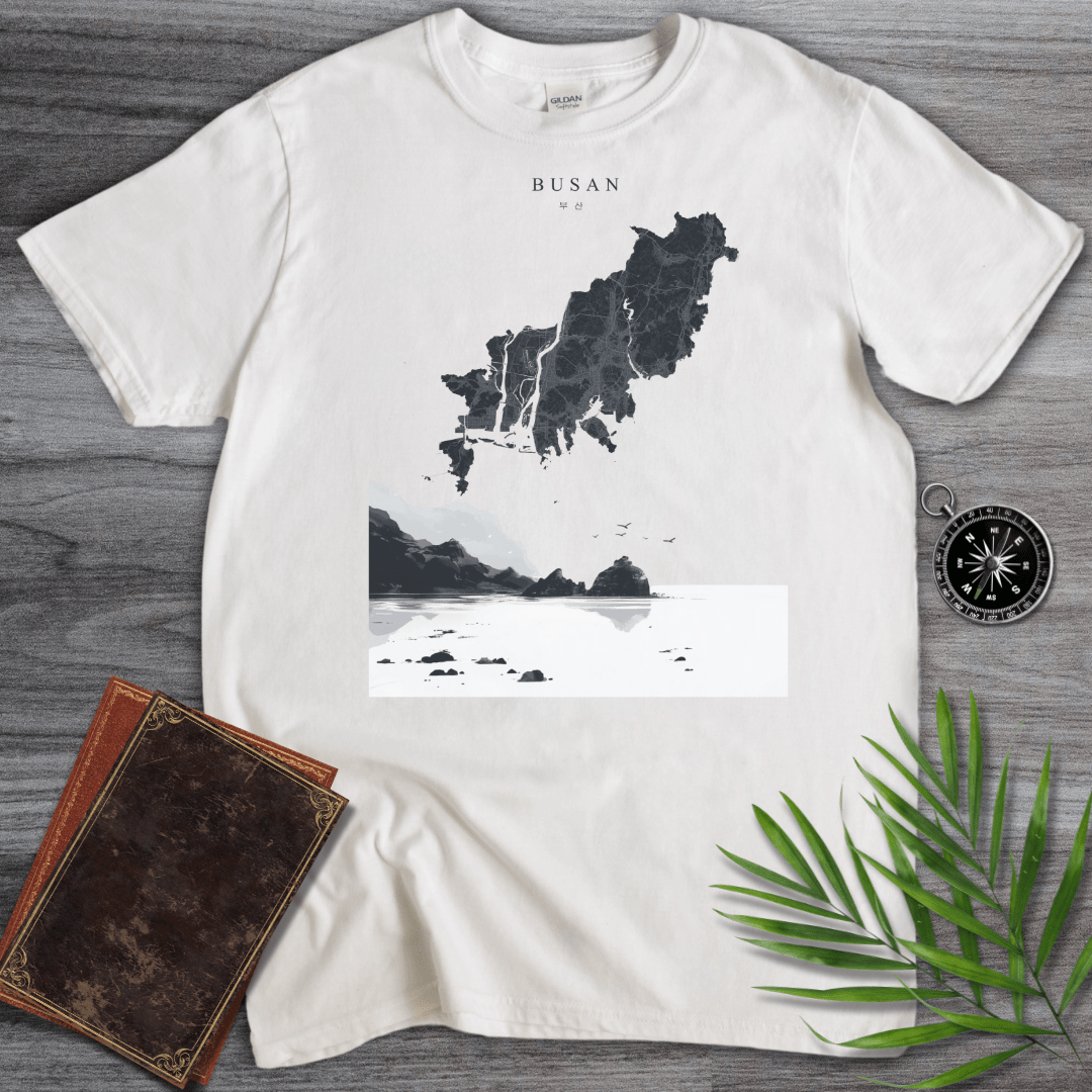 T-Shirt White / S Busan, South Korea Ocean Map Graphic T-Shirt