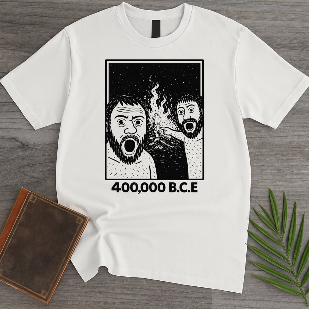 T-Shirt White / S Cavemen Discover Fire T-Shirt