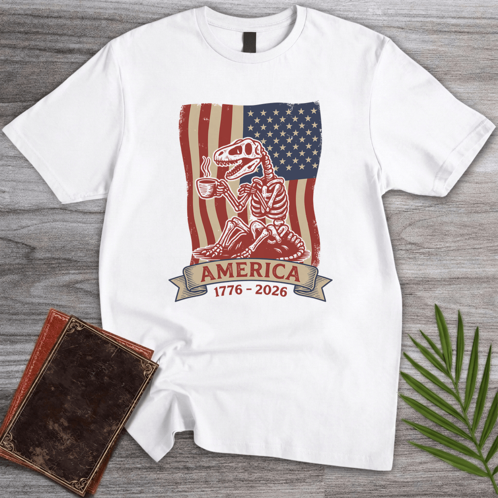 T-Shirt White / S Coffee T-Rex Skeleton Americas 250th T-Shirt