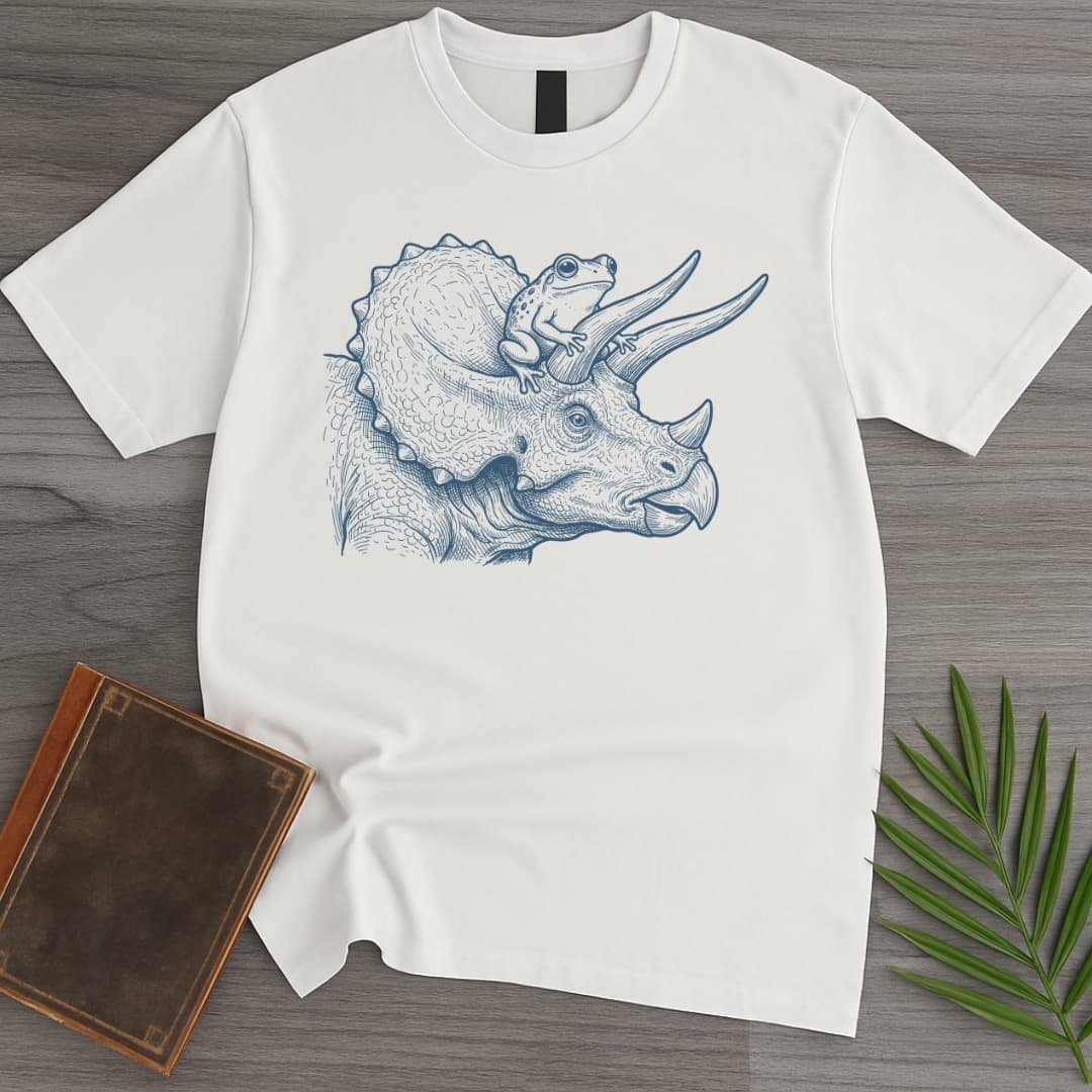 T-Shirt White / S Crowned Frog Triceratops T-Shirt