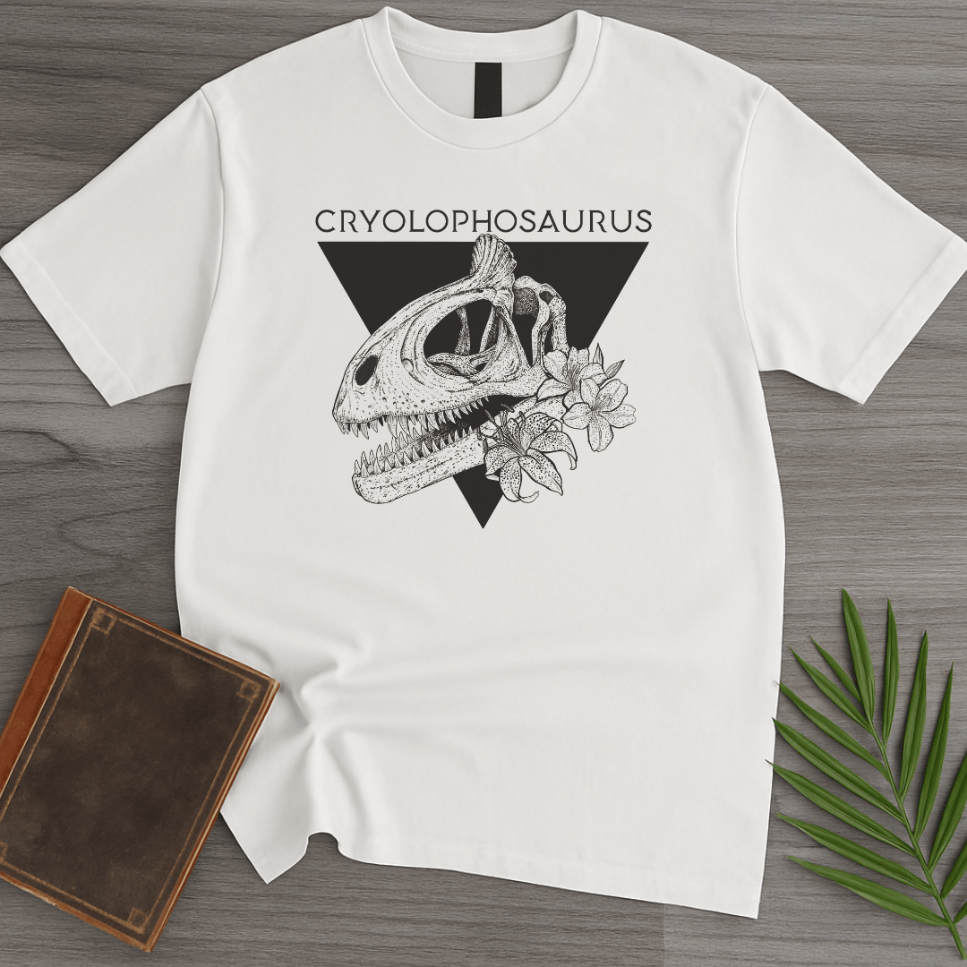 T-Shirt White / S Cryolophosaurus “Elvisaurus” Antarctic Crest T-Shirt (farkas.art)