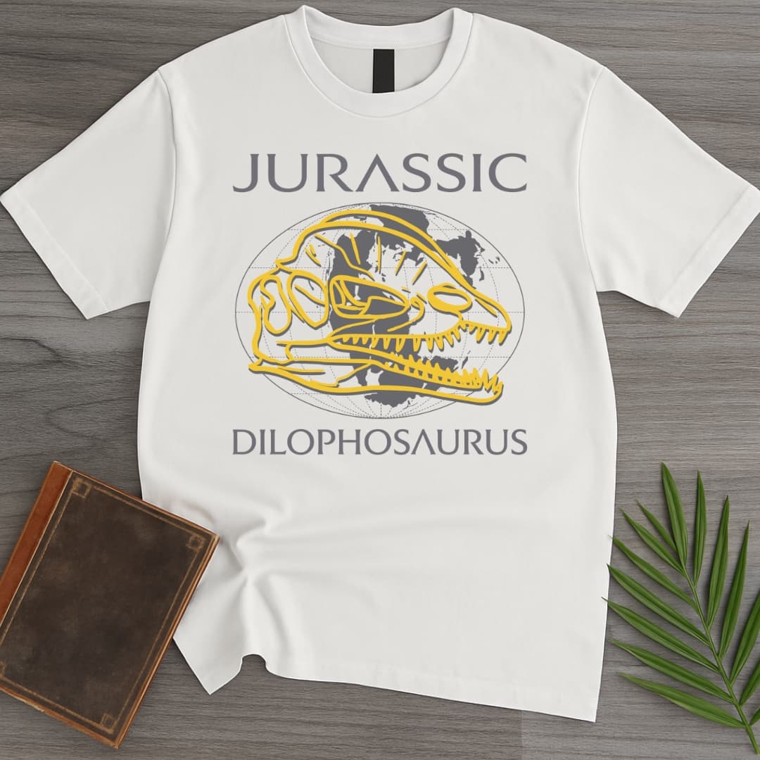 T-Shirt White / S Dilophosaurus Jurassic Map T-Shirt