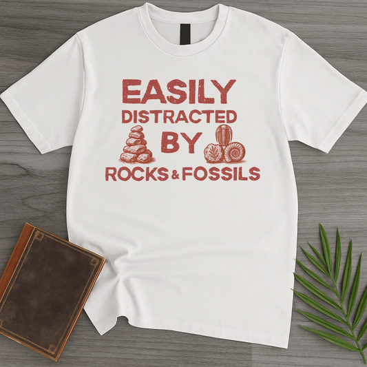 T-Shirt White / S Distracted by Rocks & Fossils T-Shirt