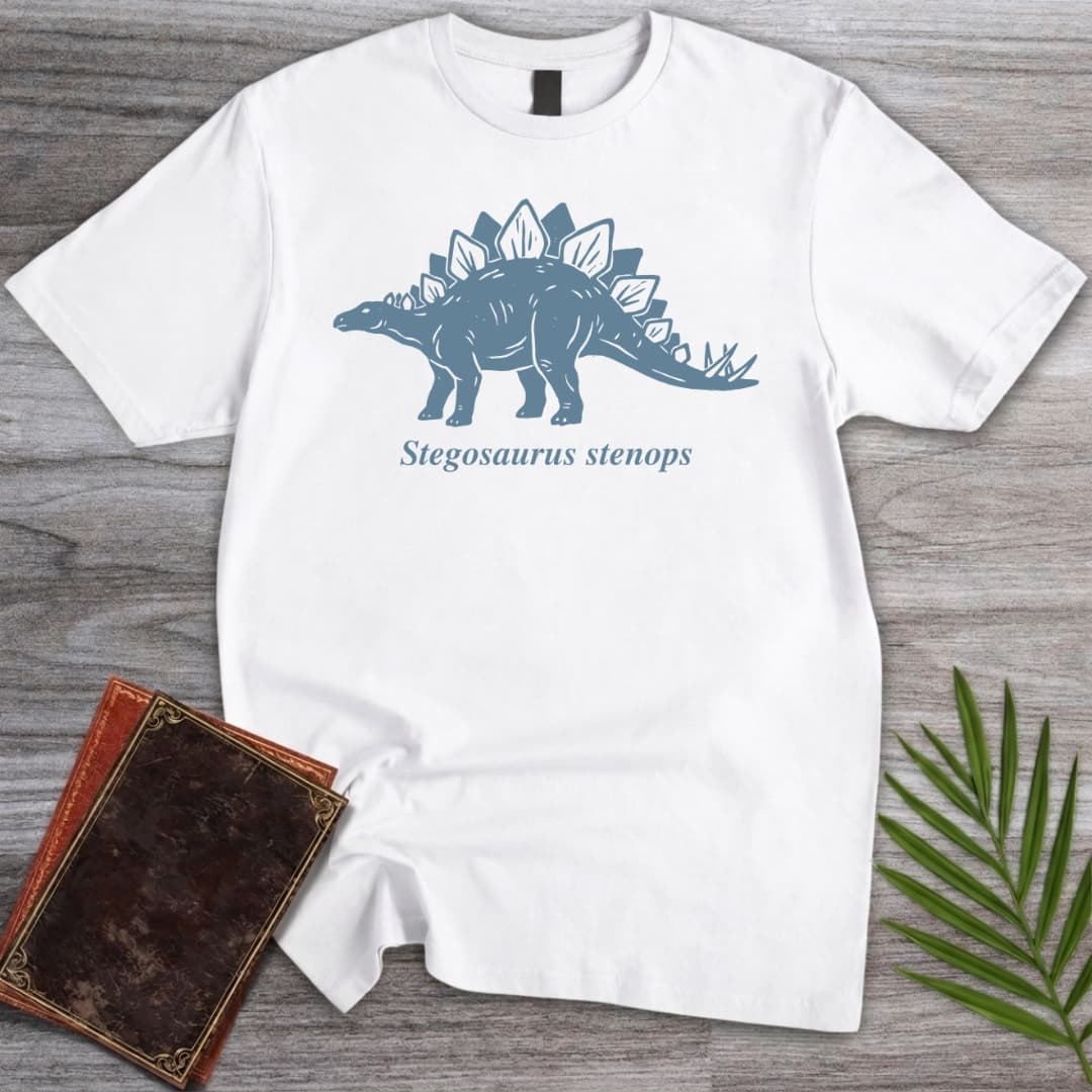 T-Shirt White / S Dusty Blue Stegosaurus T-Shirt