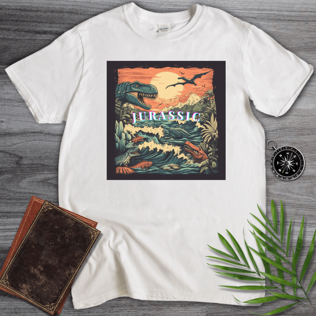 T-Shirt White / S Epic Jurassic Dino Landscape T-Shirt