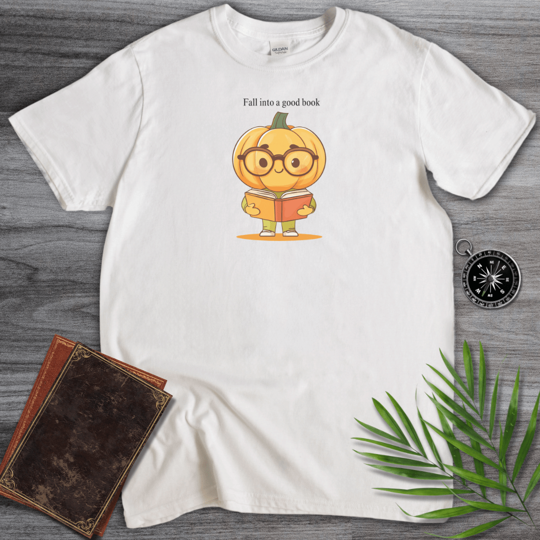 T-Shirt White / S Fall Into a Good Book, Graphic T-Shirt