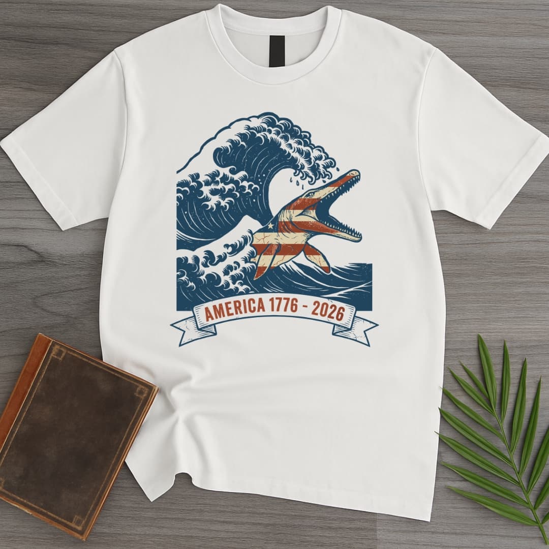 T-Shirt White / S Great Wave Mosasaur Americas 250th
