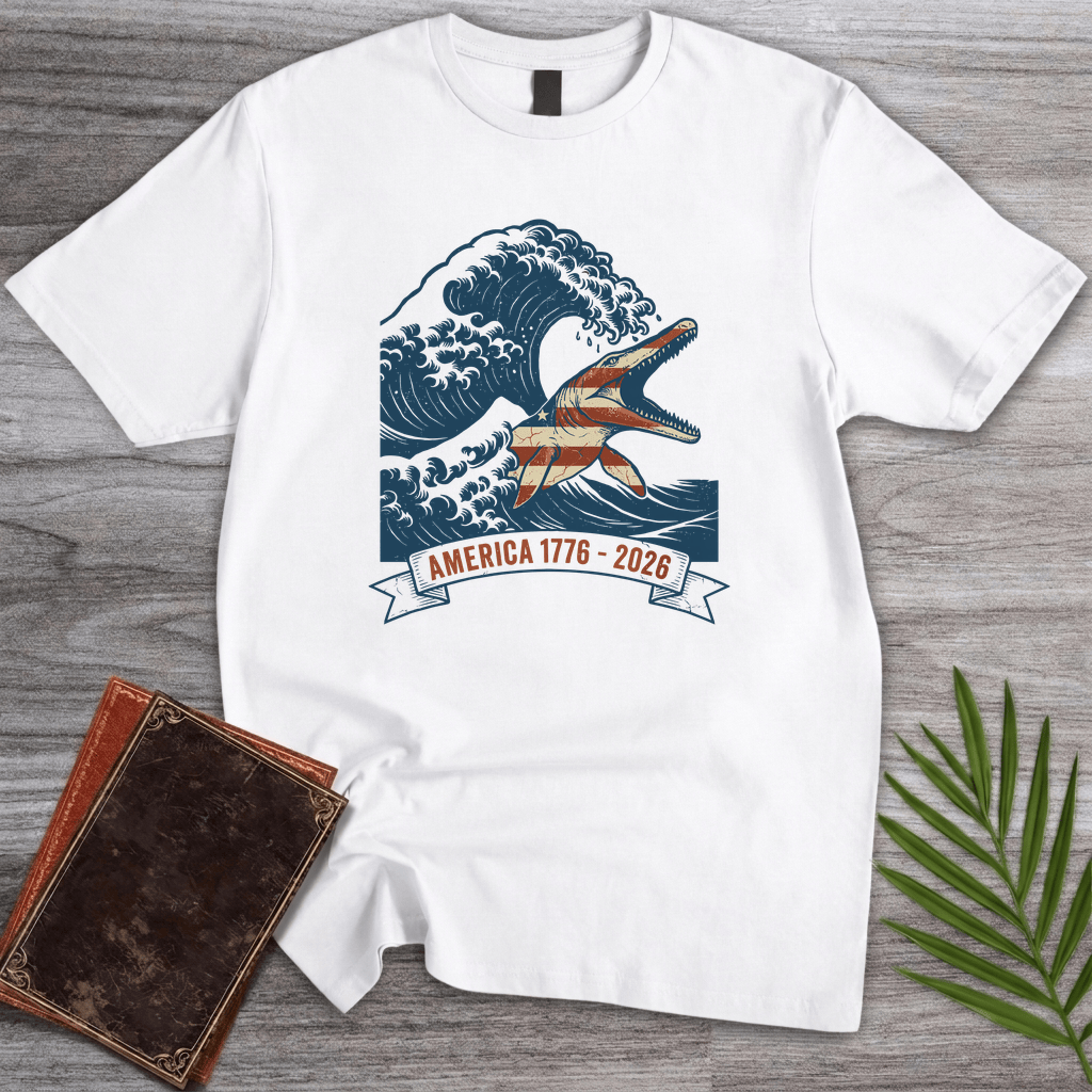 T-Shirt White / S Great Wave Mosasaur Americas 250th