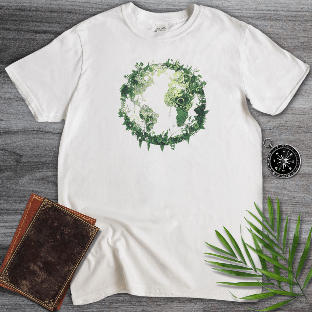 T-Shirt White / S Green Continents Graphic T-Shirt