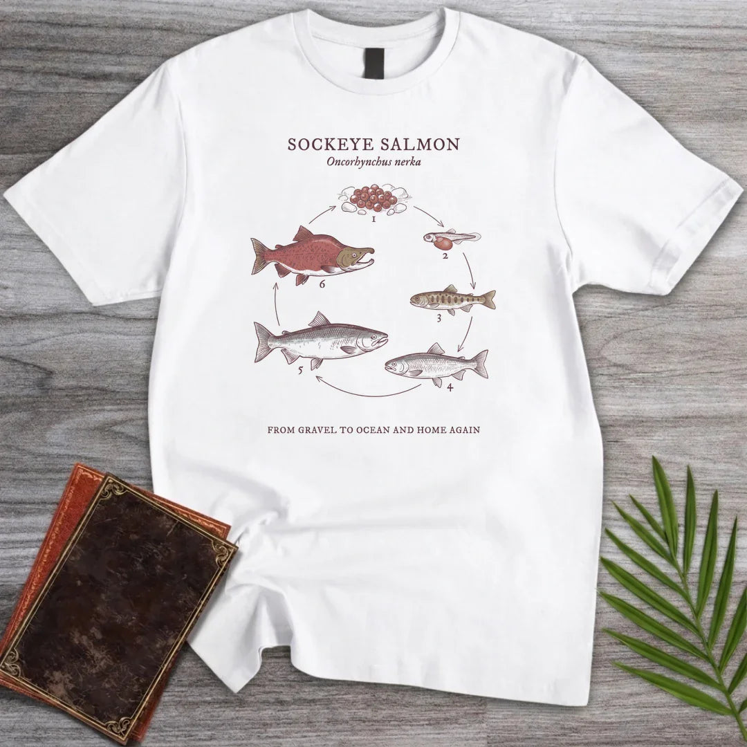 T-Shirt White / S Homeward Sockeye Salmon T-Shirt