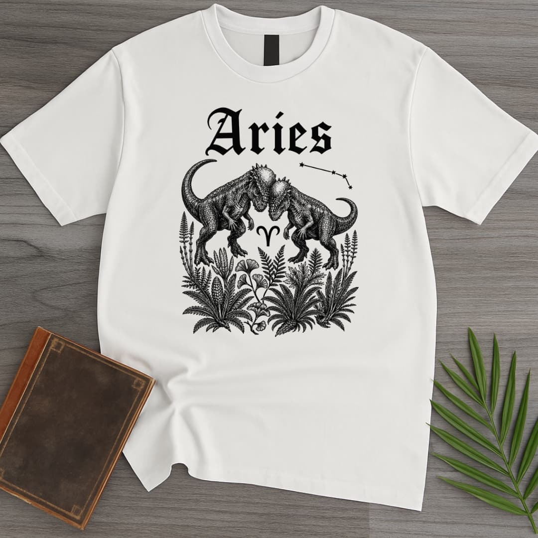 T-Shirt White / S Horoscope: Aries Pachycephalosaurus T-Shirt