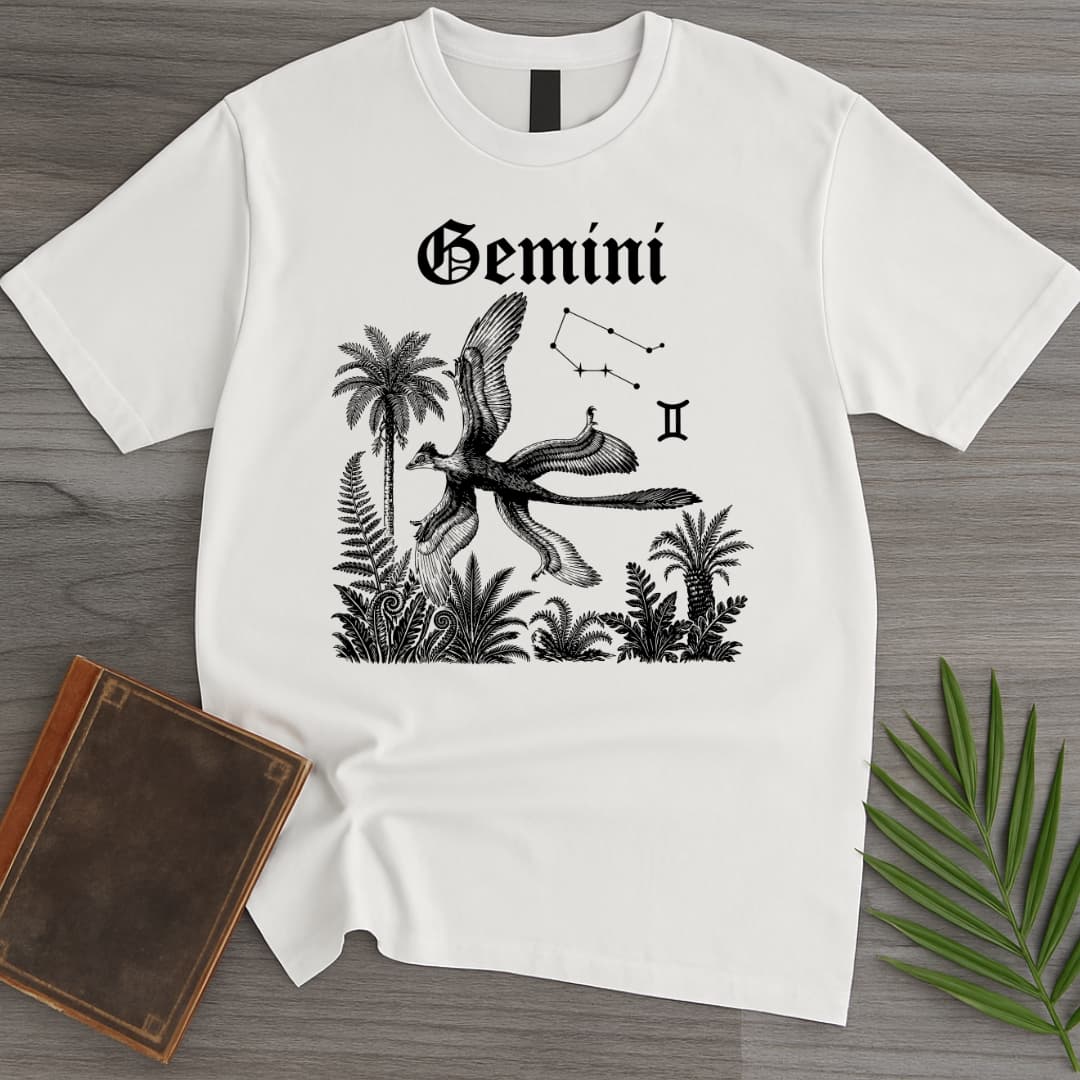 T-Shirt White / S Horoscope: Gemini Microraptor T-Shirt
