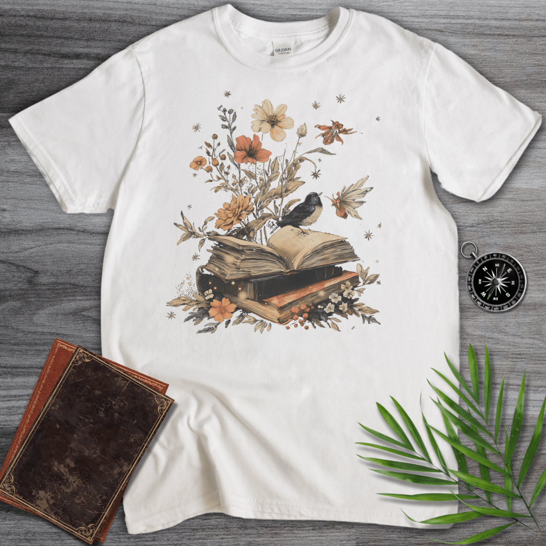 T-Shirt White / S Imagining Nature: Vintage Bird & Book T-Shirt