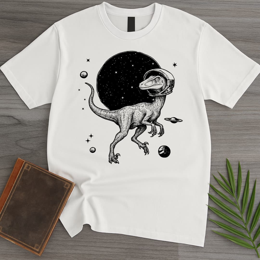 T-Shirt White / S Intelligent Troodon in Space T-Shirt