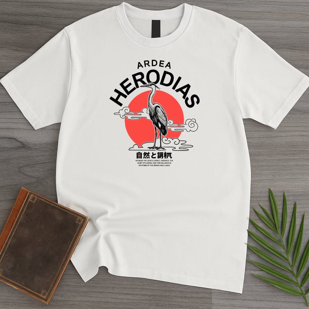 T-Shirt White / S Japanese Ardea herodias (Heron) T-Shirt