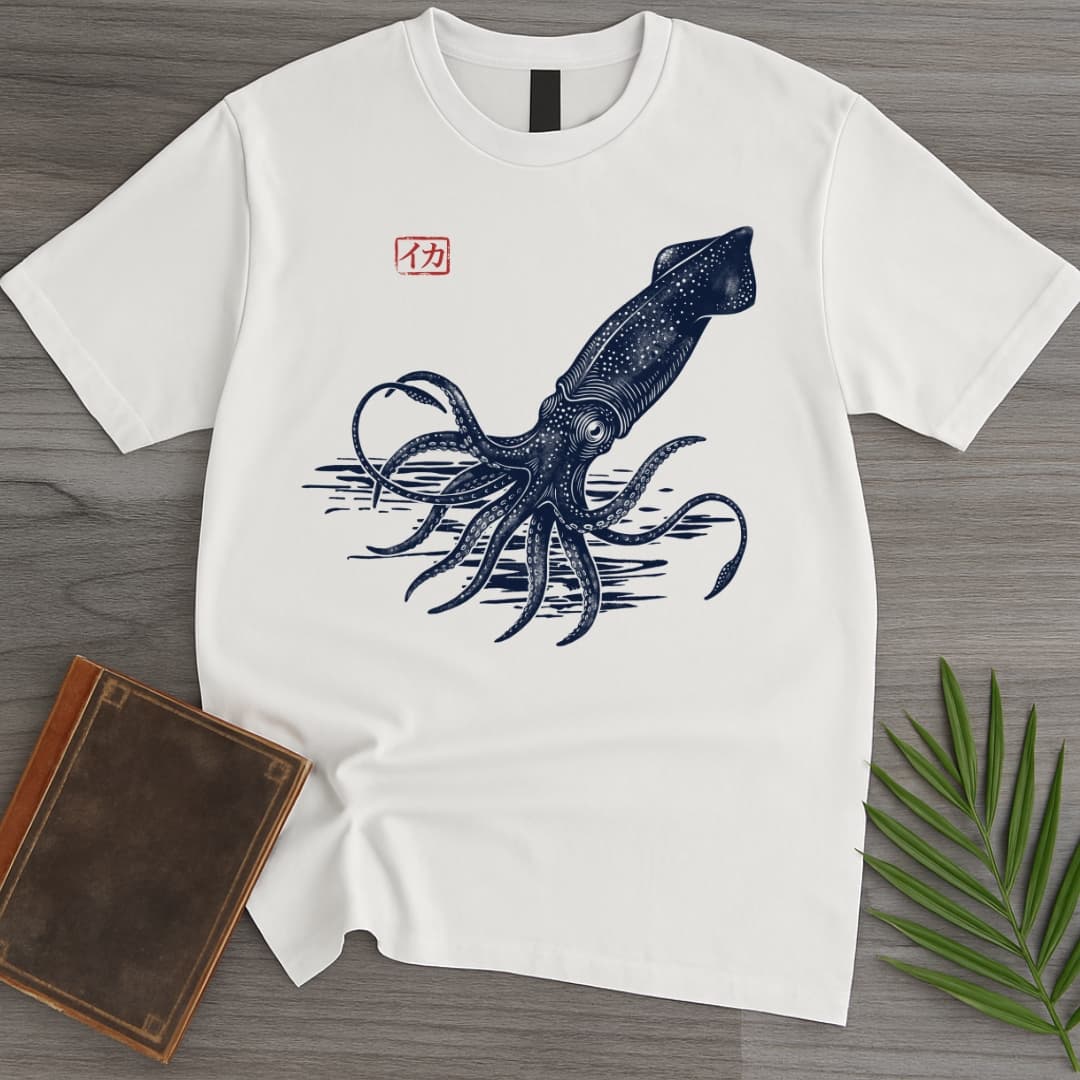 T-Shirt White / S Japanese Tusoteuthis Colossal Squid T-Shirt