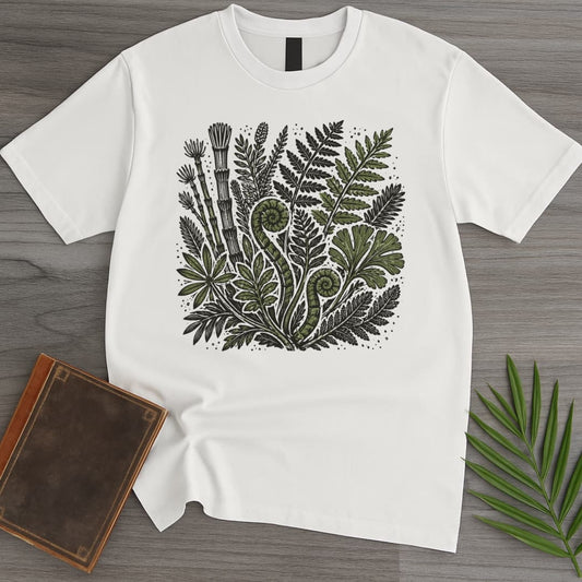T-Shirt White / S Linocut Mesozoic Plants T-Shirt