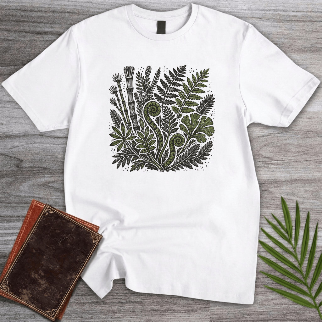 T-Shirt White / S Linocut Mesozoic Plants T-Shirt