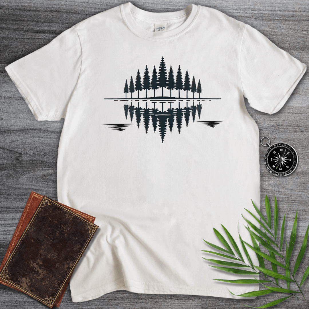 T-Shirt White / S Minimalist Pine Tree Reflection T-Shirt