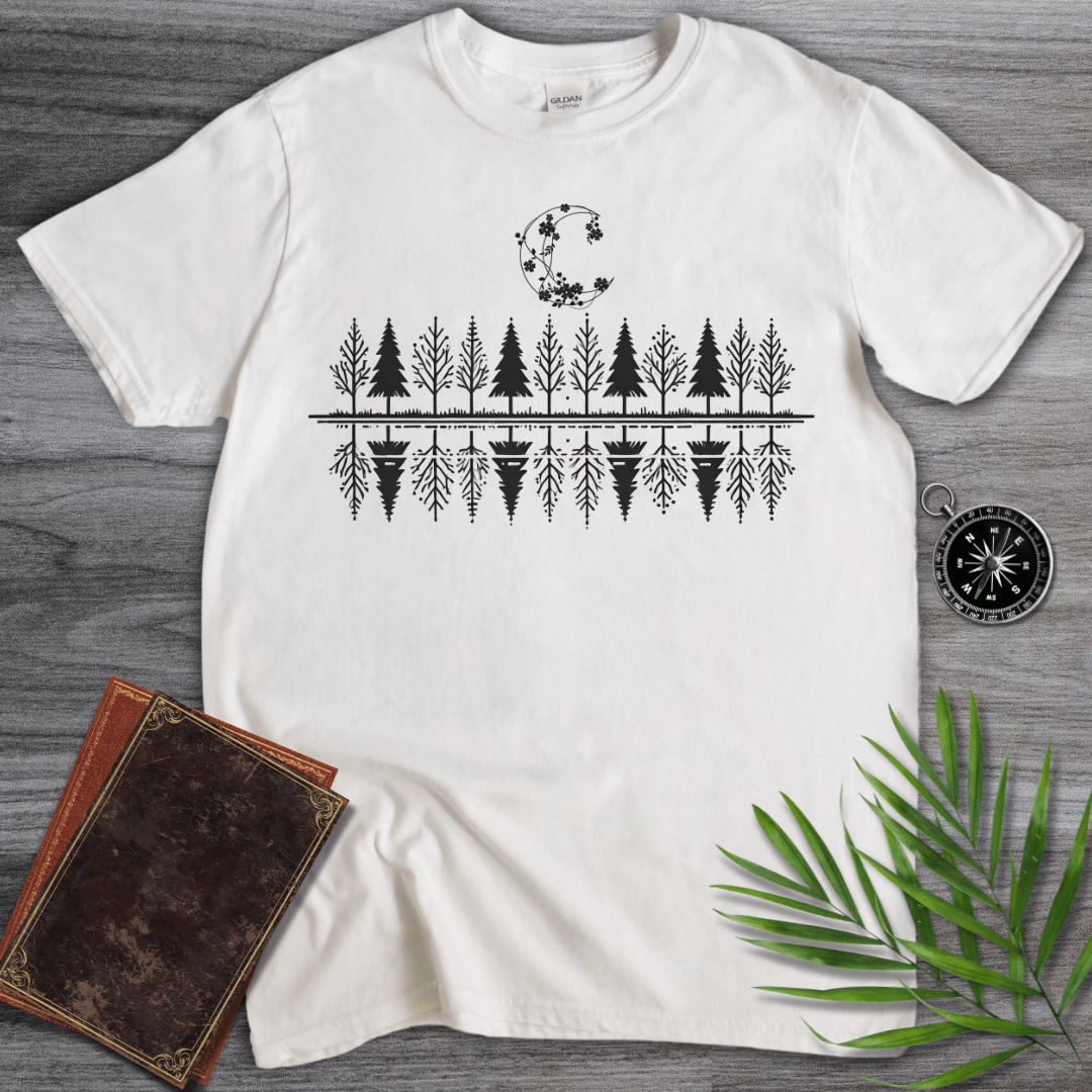 T-Shirt White / S Minimalist Tree & Moon T-Shirt