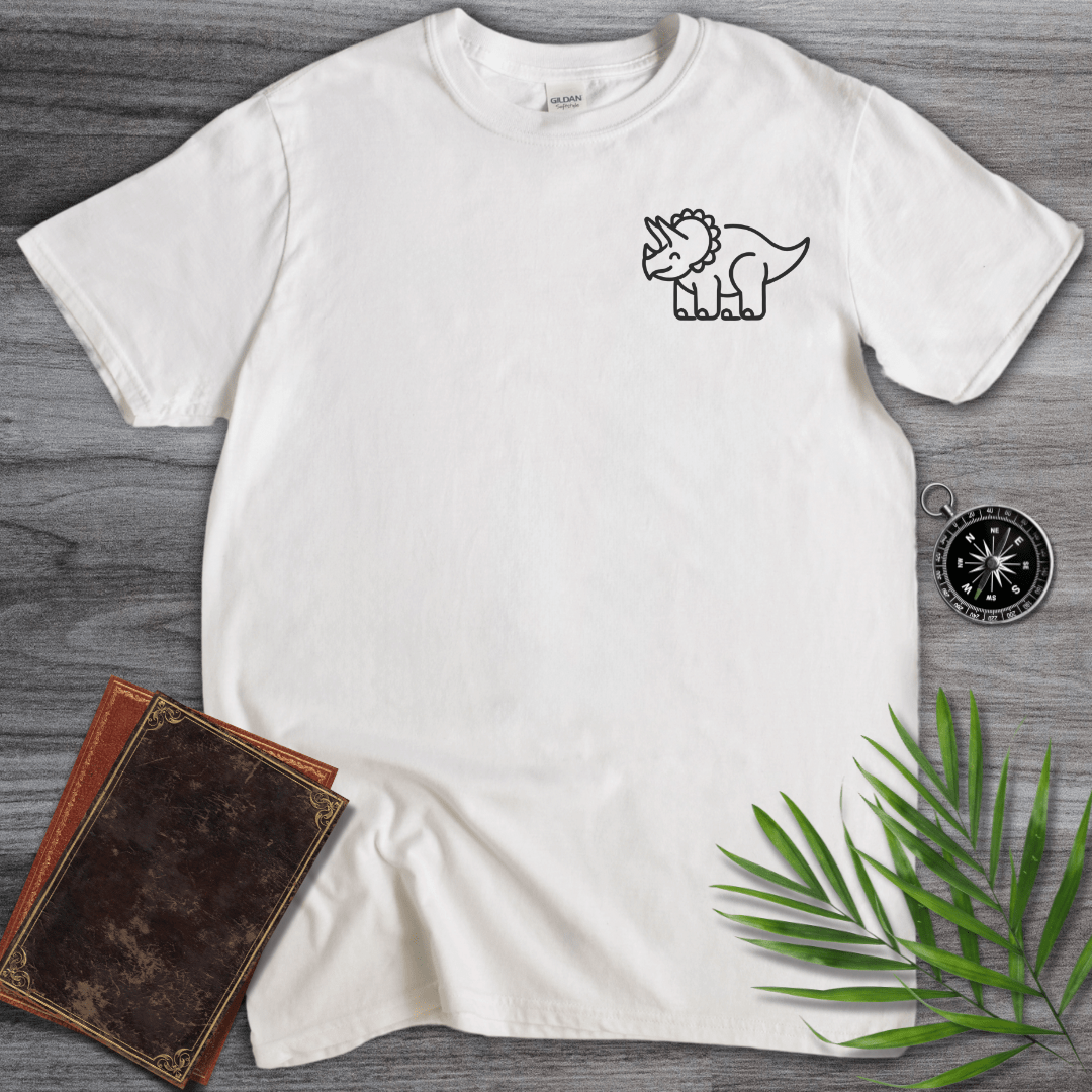 T-Shirt White / S Minimalist Triceratops Line-Art T-Shirt