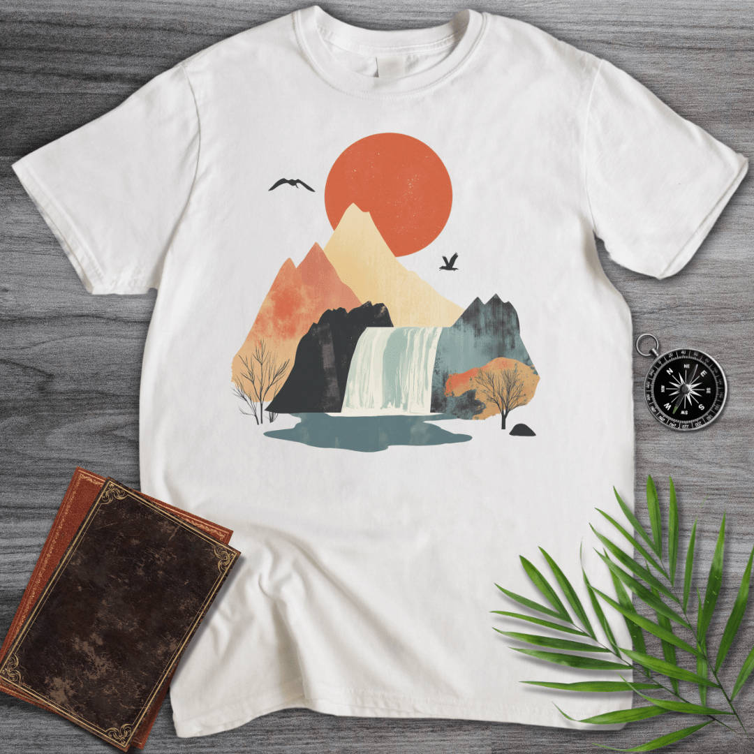 T-Shirt White / S Mountain Waterfall Serenity T-Shirt