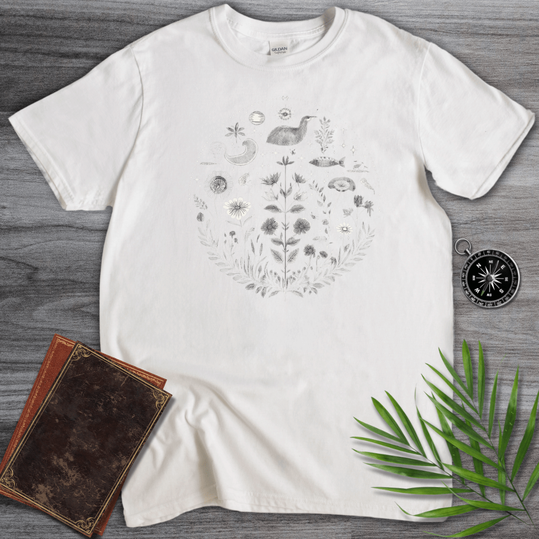 T-Shirt White / S Natural Biology: Environment Line Art Graphic T-Shirt