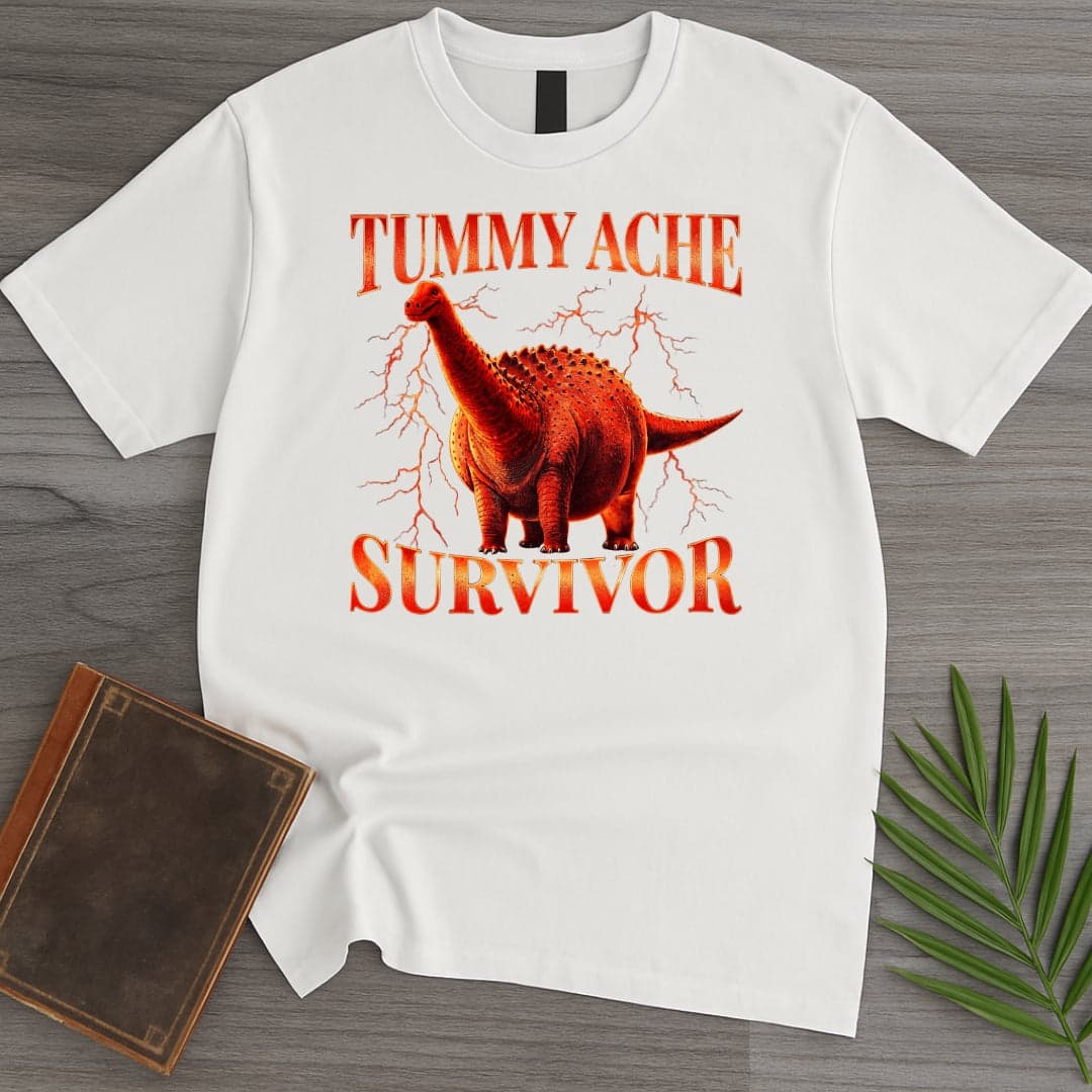 T-Shirt White / S Obesethocoelicaudia Tummy Ache Survivor T-Shirt