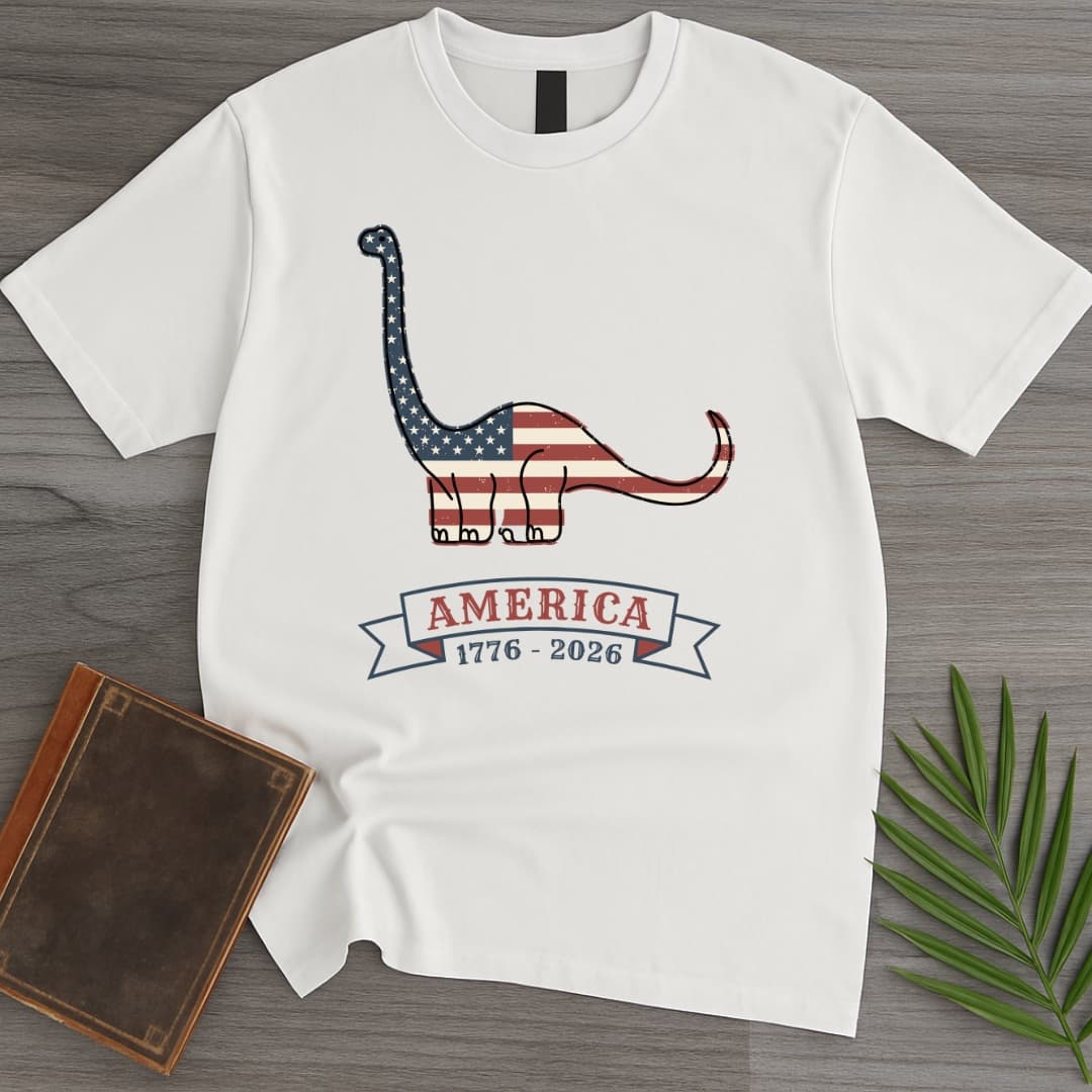 T-Shirt White / S Patriotic Brachiosaurus Americas 250th T-Shirt