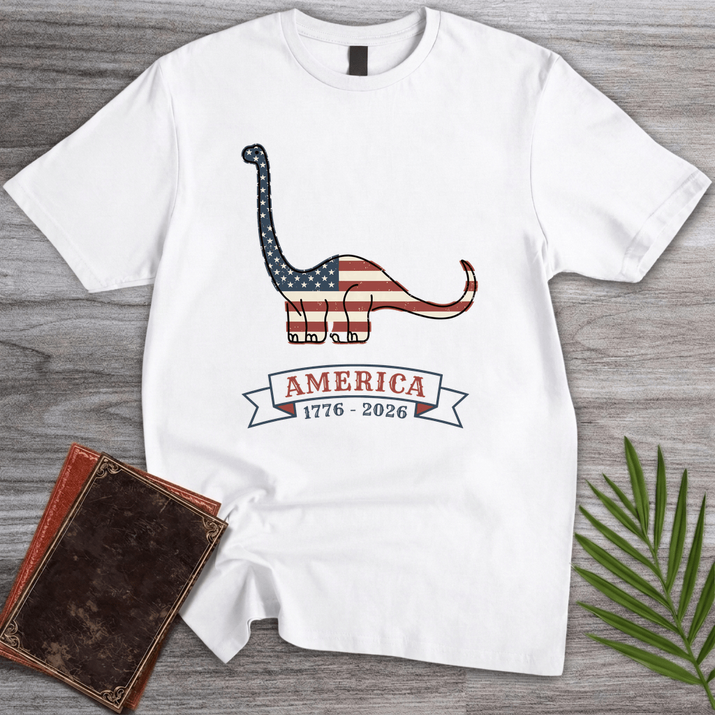 T-Shirt White / S Patriotic Brachiosaurus Americas 250th T-Shirt