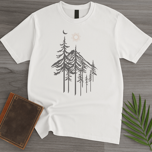 T-Shirt White / S Pine Forest Sun and Moon T-Shirt