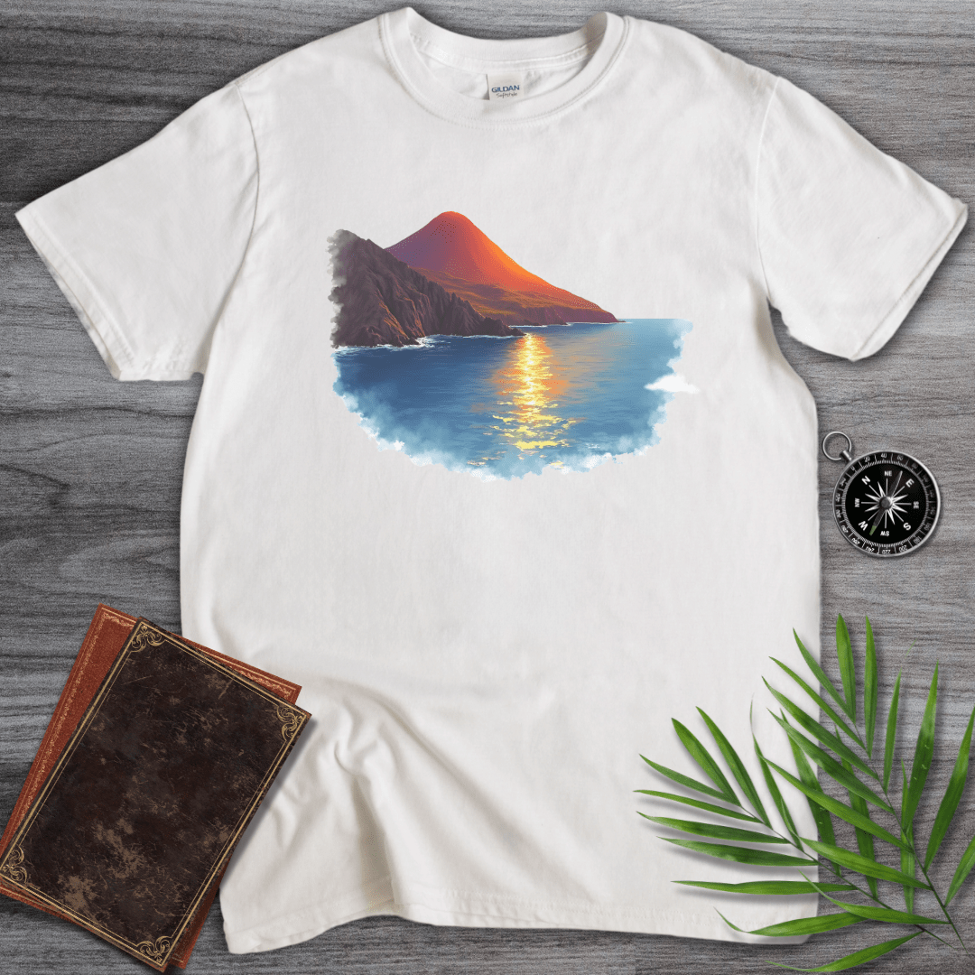 T-Shirt White / S Prehistoric Ocean & Volcanic Landscape T-Shirt