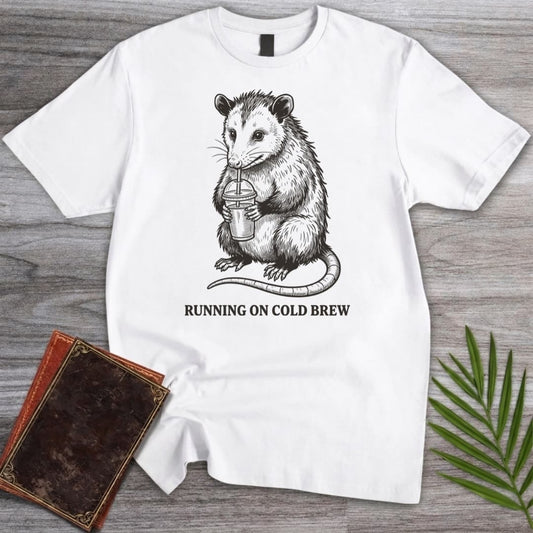 T-Shirt White / S Running On Cold Brew Opossum T-Shirt