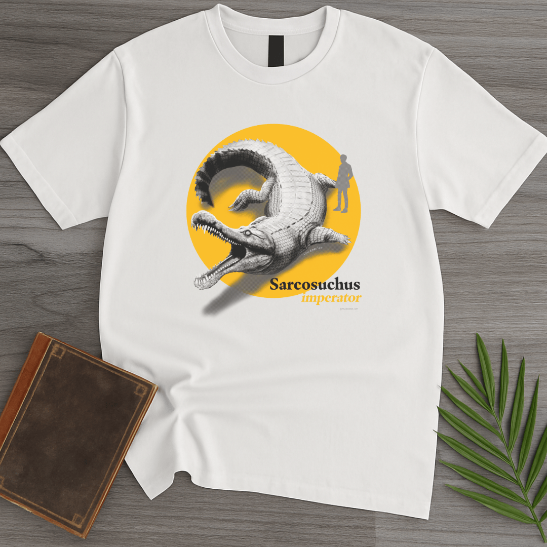 T-Shirt White / S Sarcosuchus River Giant T-Shirt (palaeoden_art)