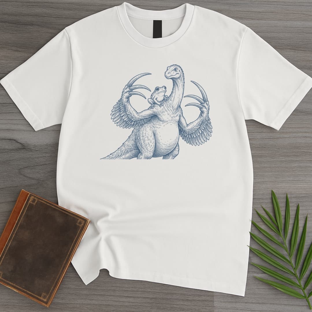 T-Shirt White / S Sickle-Claw Frog Therizinosaurus T-Shirt