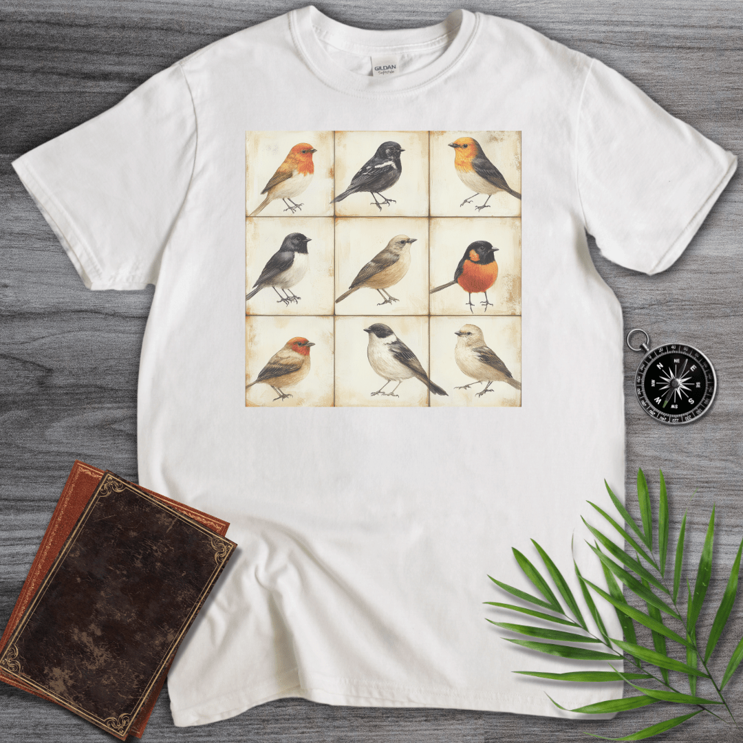 T-Shirt White / S Simple Bird Species Grid T-Shirt