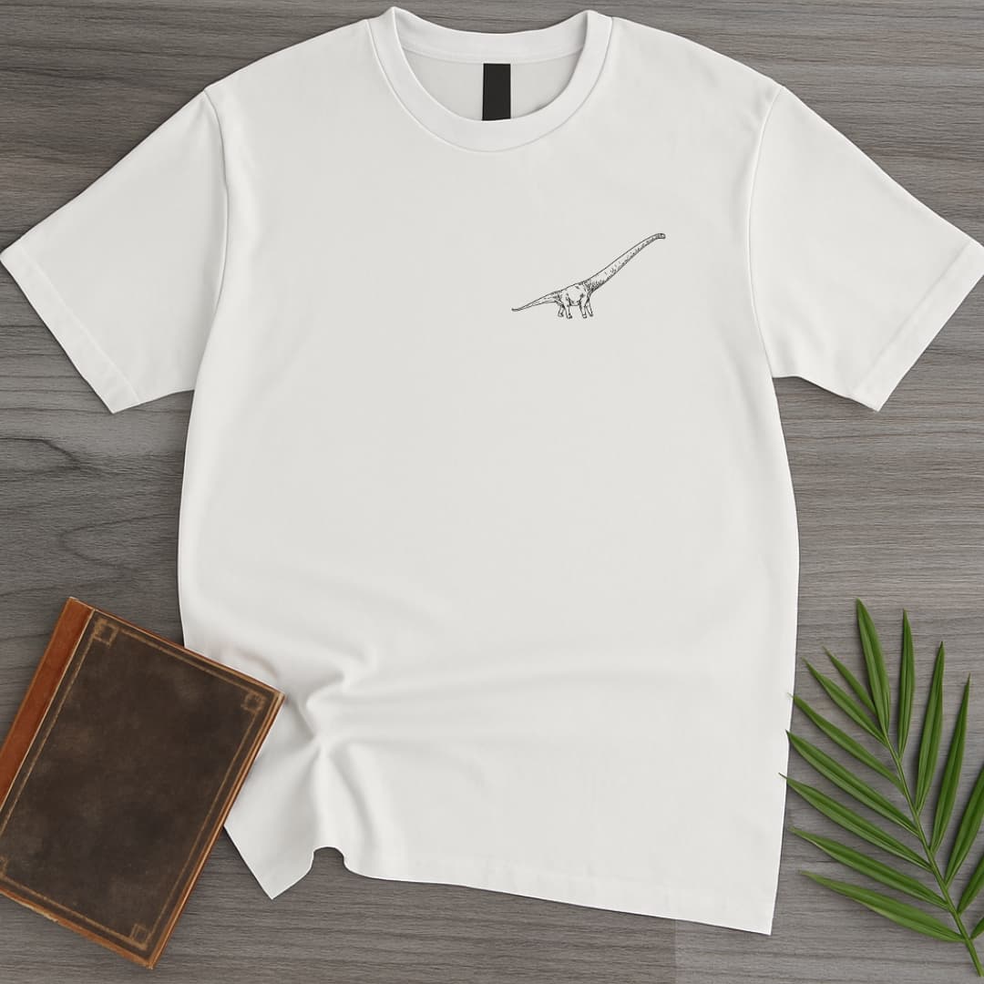 T-Shirt White / S Simple Mamenchisaurus Lineart T-Shirt