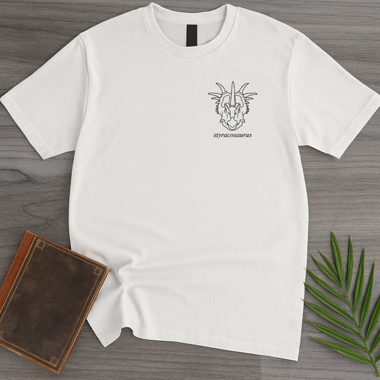 T-Shirt White / S Simple Styracosaurus Line Art T-Shirt