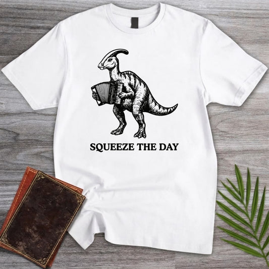 T-Shirt White / S Squeeze The Day Accordion Dino T-Shirt