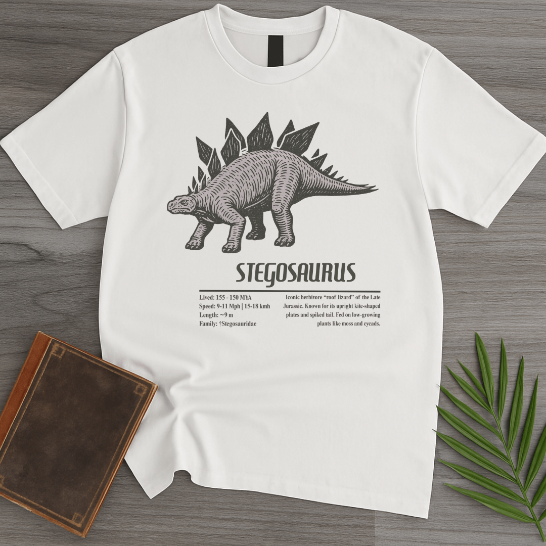 T-Shirt White / S Stegosaurus, The Roof Lizard T-Shirt