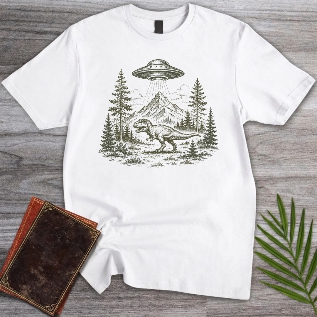 T-Shirt White / S T.rex Prehistroic UFO Visit T-Shirt