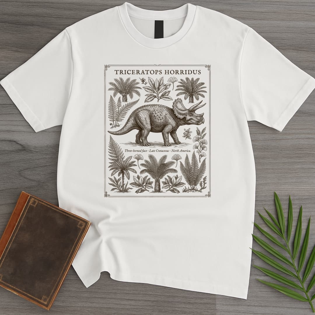 T-Shirt White / S Triceratops Botanical Plate T-Shirt