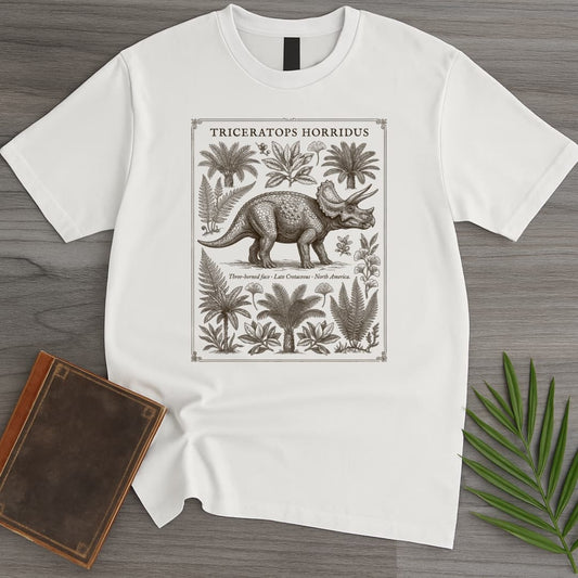 T-Shirt White / S Triceratops Botanical Plate T-Shirt