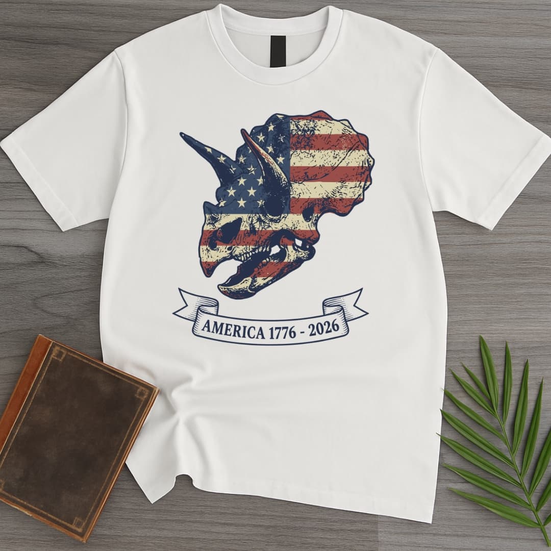 T-Shirt White / S Triceratops Skull Americas 250th T-Shirt