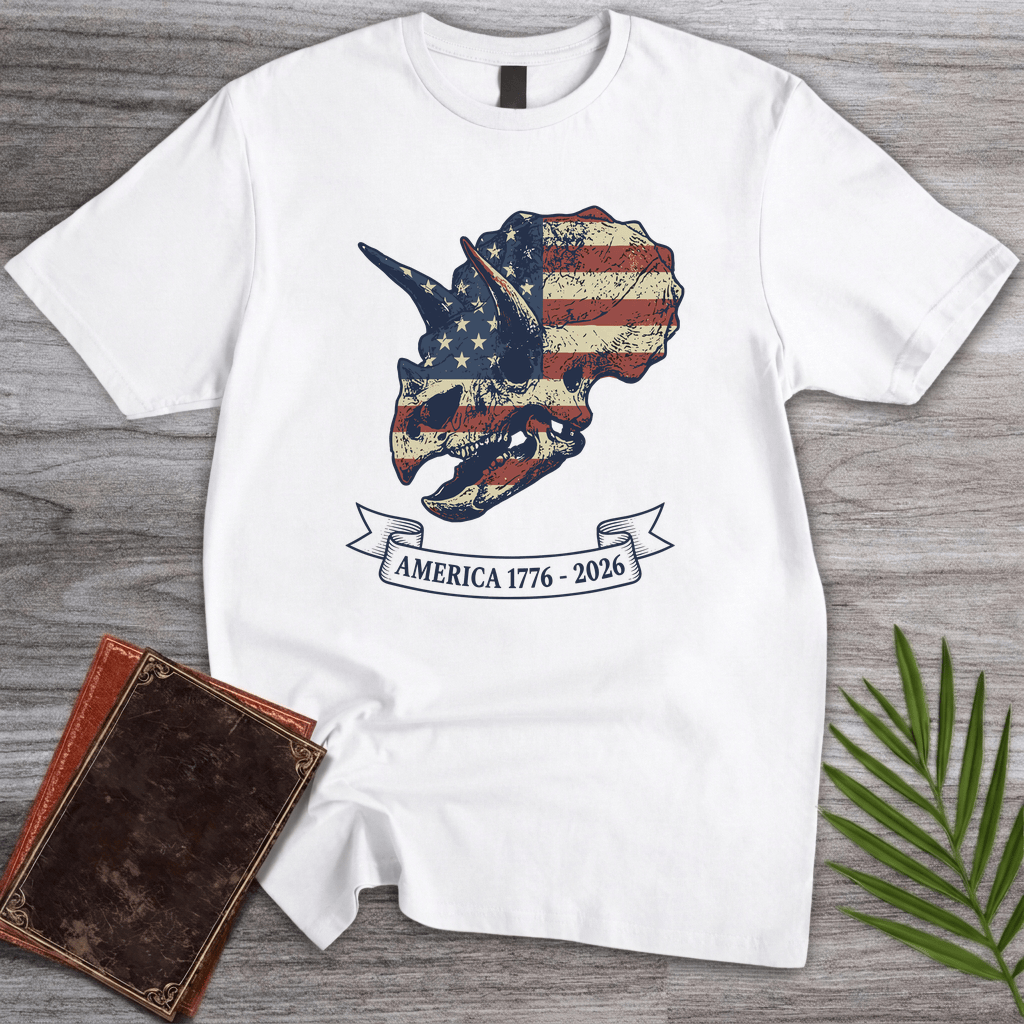 T-Shirt White / S Triceratops Skull Americas 250th T-Shirt