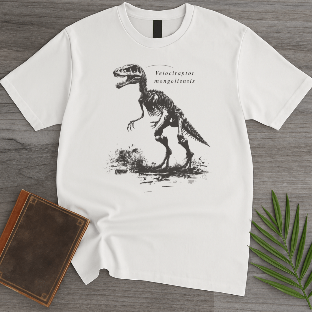 T-Shirt White / S Velociraptor mongoliensis (Velociraptor) Skeleton T-Shirt